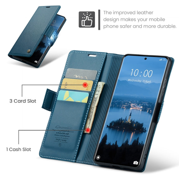 For Redmi Note 14 Pro 5G CaseMe 023 Butterfly Buckle Litchi Texture RFID Anti-theft Leather Phone Case(Blue)