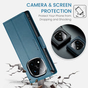 For Redmi Note 14 Pro 5G CaseMe 023 Butterfly Buckle Litchi Texture RFID Anti-theft Leather Phone Case(Blue)