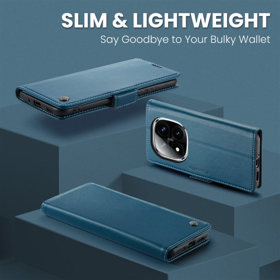 For Redmi Note 14 Pro 5G CaseMe 023 Butterfly Buckle Litchi Texture RFID Anti-theft Leather Phone Case(Blue)