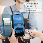 For Redmi Note 14 Pro 5G CaseMe 023 Butterfly Buckle Litchi Texture RFID Anti-theft Leather Phone Case(Blue)