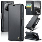 For Redmi Note 14 Pro 5G CaseMe 023 Butterfly Buckle Litchi Texture RFID Anti-theft Leather Phone Case(Black)