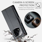 For Redmi Note 14 Pro 5G CaseMe 023 Butterfly Buckle Litchi Texture RFID Anti-theft Leather Phone Case(Black)