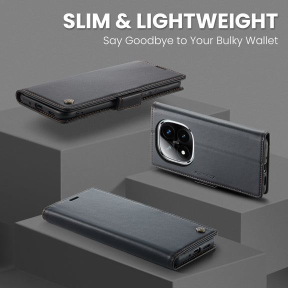 For Redmi Note 14 Pro 5G CaseMe 023 Butterfly Buckle Litchi Texture RFID Anti-theft Leather Phone Case(Black)