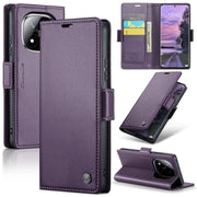 For Redmi Note 14 Pro 5G CaseMe 023 Butterfly Buckle Litchi Texture RFID Anti-theft Leather Phone Case(Purple)
