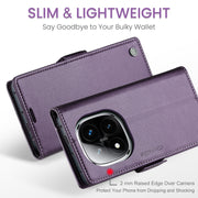 For Redmi Note 14 Pro 5G CaseMe 023 Butterfly Buckle Litchi Texture RFID Anti-theft Leather Phone Case(Purple)
