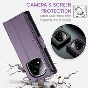 For Redmi Note 14 Pro 5G CaseMe 023 Butterfly Buckle Litchi Texture RFID Anti-theft Leather Phone Case(Purple)