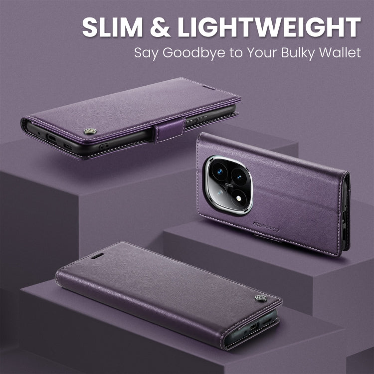 For Redmi Note 14 Pro 5G CaseMe 023 Butterfly Buckle Litchi Texture RFID Anti-theft Leather Phone Case(Purple)