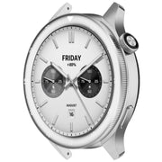 For Xiaomi Watch S4 Tempered Glass Film Hybrid Stainless Steel Watch Protective Ring(Silver White)