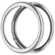 For Xiaomi Watch S4 Tempered Glass Film Hybrid Stainless Steel Watch Protective Ring(Silver White)