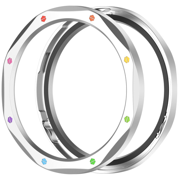 For Xiaomi Watch S4 Tempered Glass Film Hybrid Stainless Steel Watch Protective Ring(Silver Rainbow)
