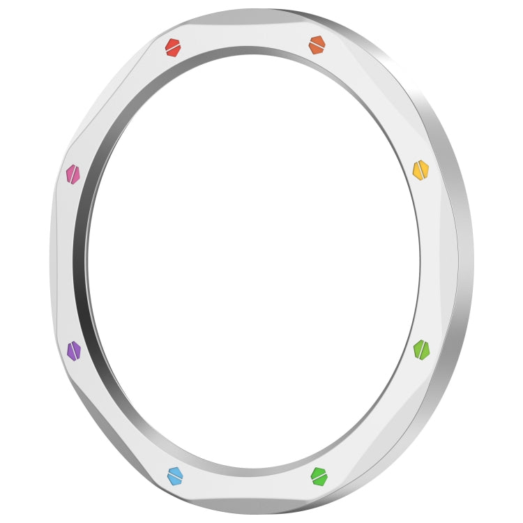For Xiaomi Watch S4 Tempered Glass Film Hybrid Stainless Steel Watch Protective Ring(Silver Rainbow)
