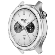 For Xiaomi Watch S4 Tempered Glass Film Hybrid Stainless Steel Watch Protective Ring(Silver Thread)