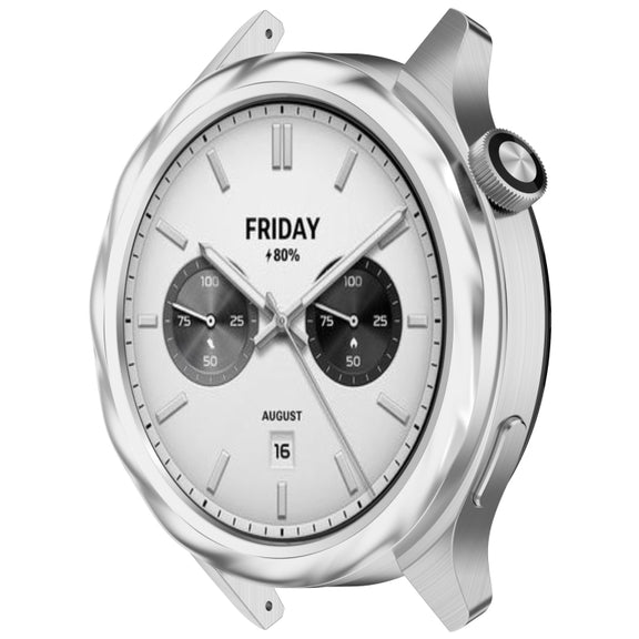 For Xiaomi Watch S4 Tempered Glass Film Hybrid Stainless Steel Watch Protective Ring(Silver Thread)