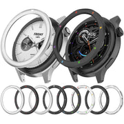 For Xiaomi Watch S4 Tempered Glass Film Hybrid Stainless Steel Watch Protective Ring(Silver Thread)