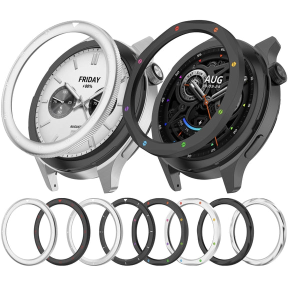 For Xiaomi Watch S4 Tempered Glass Film Hybrid Stainless Steel Watch Protective Ring(Silver Rainbow)