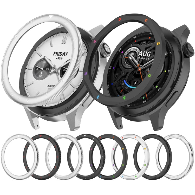 For Xiaomi Watch S4 Tempered Glass Film Hybrid Stainless Steel Watch Protective Ring(Silver Rainbow)