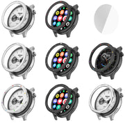 For Xiaomi Watch S4 Tempered Glass Film Hybrid Stainless Steel Watch Protective Ring(Silver Thread)