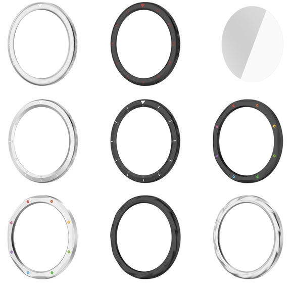 For Xiaomi Watch S4 Tempered Glass Film Hybrid Stainless Steel Watch Protective Ring(Silver Thread)