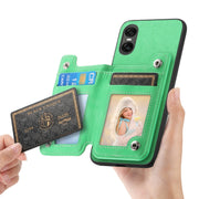 For Sony Xperia 1 VI Retro MagSafe Zipper Wallet Card Bag Back Phone Case(Green)