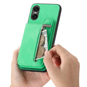 For Sony Xperia 1 VI Retro MagSafe Zipper Wallet Card Bag Back Phone Case(Green)