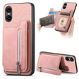 For Sony Xperia 10 VI Retro MagSafe Zipper Wallet Card Bag Back Phone Case(Pink) - Sony Cases by PMC TechLife | Online Shopping South Africa | PMC TechLife | Buy Now Pay Later Mobicred