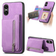 For Sony Xperia 10 VI Retro MagSafe Zipper Wallet Card Bag Back Phone Case(Purple) - Sony Cases by PMC TechLife | Online Shopping South Africa | PMC TechLife | Buy Now Pay Later Mobicred