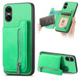 For Sony Xperia 10 VI Retro MagSafe Zipper Wallet Card Bag Back Phone Case(Green) - Sony Cases by PMC TechLife | Online Shopping South Africa | PMC TechLife | Buy Now Pay Later Mobicred