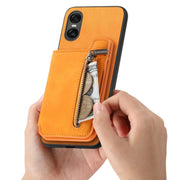 For Sony Xperia 5 V Retro MagSafe Zipper Wallet Card Bag Back Phone Case(Yellow)