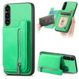 For Sony Xperia 1 V Retro MagSafe Zipper Wallet Card Bag Back Phone Case(Green) - Sony Cases by PMC TechLife | Online Shopping South Africa | PMC TechLife | Buy Now Pay Later Mobicred