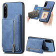 For Sony Xperia 10 V Retro MagSafe Zipper Wallet Card Bag Back Phone Case(Blue) - Sony Cases by PMC TechLife | Online Shopping South Africa | PMC TechLife | Buy Now Pay Later Mobicred