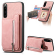 For Sony Xperia 10 V Retro MagSafe Zipper Wallet Card Bag Back Phone Case(Pink) - Sony Cases by PMC TechLife | Online Shopping South Africa | PMC TechLife | Buy Now Pay Later Mobicred