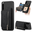 For Sony Xperia 10 V Retro MagSafe Zipper Wallet Card Bag Back Phone Case(Black) - Sony Cases by PMC TechLife | Online Shopping South Africa | PMC TechLife | Buy Now Pay Later Mobicred