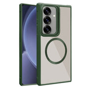 For Samsung Galaxy S25 5G Plated CD Texture MagSafe Acrylic Hybrid TPU Phone Case(Green)