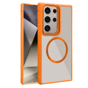 For Samsung Galaxy S25 Ultra 5G Plated CD Texture MagSafe Acrylic Hybrid TPU Phone Case(Orange)