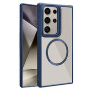 For Samsung Galaxy S25 Ultra 5G Plated CD Texture MagSafe Acrylic Hybrid TPU Phone Case(Blue)