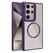 For Samsung Galaxy S25 Ultra 5G Plated CD Texture MagSafe Acrylic Hybrid TPU Phone Case(Purple)