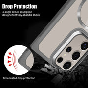 For Samsung Galaxy S25+ 5G Plated CD Texture MagSafe Acrylic Hybrid TPU Phone Case(Blue)