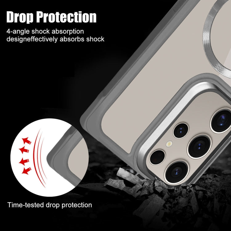 For Samsung Galaxy S25 Ultra 5G Plated CD Texture MagSafe Acrylic Hybrid TPU Phone Case(Orange)