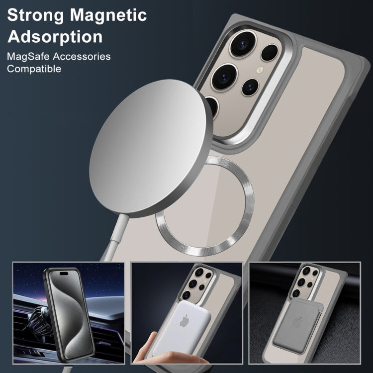 For Samsung Galaxy S25+ 5G Plated CD Texture MagSafe Acrylic Hybrid TPU Phone Case(Green)