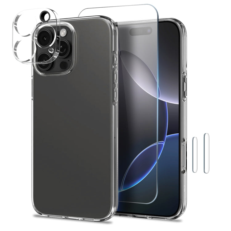 For iPhone 16 Pro NORTHJO 4 in 1 TPU Phone Case with Screen Film and Lens Film and Camera Control Button Cover(Clear) - free shipping - PMC Jewellery - Order now!