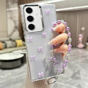 For Samsung Galaxy S25+ 5G Little Fresh Bow Bracelet Chain TPU Phone Case(Purple)