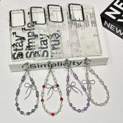 For Samsung Galaxy S25+ 5G Little Fresh Bow Bracelet Chain TPU Phone Case(Pink)