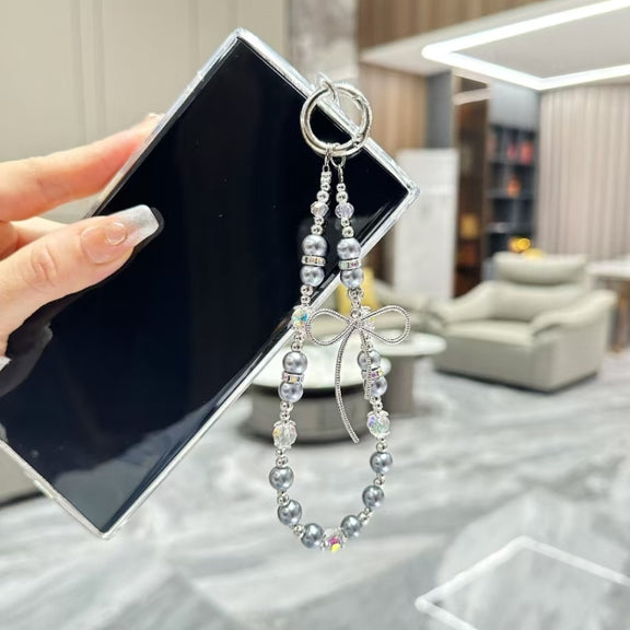 For Samsung Galaxy S25 Ultra 5G Little Fresh Bow Bracelet Chain TPU Phone Case(Black)