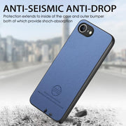 For iPhone 16e Twill Fabric Leather Skin Back Phone Case(Blue)