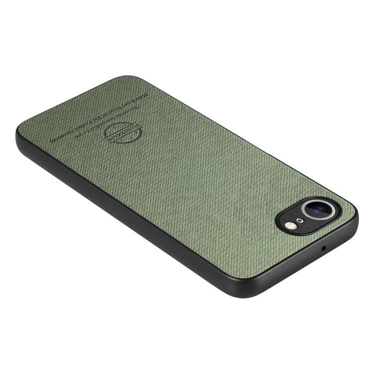 For iPhone 16e Twill Fabric Leather Skin Back Phone Case(Green) - iPhone 16e Cases by PMC TechLife | Online Shopping South Africa | PMC TechLife | Buy Now Pay Later Mobicred