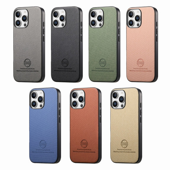 For iPhone 16e Twill Fabric Leather Skin Back Phone Case(Green)