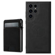 For Samsung Galaxy S25 Ultra 5G Suteni H19 Litchi Texture 2-in-1 MagSafe Removable Card Case Back Phone Case(Black) - Galaxy S25 Ultra 5G Cases by Suteni | Online Shopping South Africa | PMC TechLife | Buy Now Pay Later Mobicred
