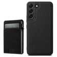 For Samsung Galaxy S25 5G Suteni H19 Litchi Texture 2-in-1 MagSafe Removable Card Case Back Phone Case(Black) - Galaxy S25 5G Cases by Suteni | Online Shopping South Africa | PMC TechLife | Buy Now Pay Later Mobicred