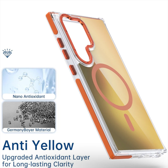 For Samsung Galaxy S25 Ultra 5G Dual-Color Gradient Discolor MagSafe Phone Case(Orange)