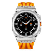 For Samsung Galaxy Watch Ultra 47mm Titanium Connector Silver Buckle Silicone Watch Band(Orange)
